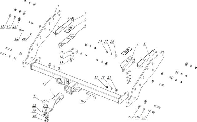 Фаркоп Bizon для Mitsubishi L200 удлиненный IV 1-й рестайлинг 2013-2015 с накладкой из нержавеющей стали. Быстросъемный крюк. Артикул FA 0857-E(N)