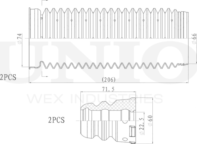Отбойник и пыльник амортизатора, комплект (Unio). Артикул DUC-50013