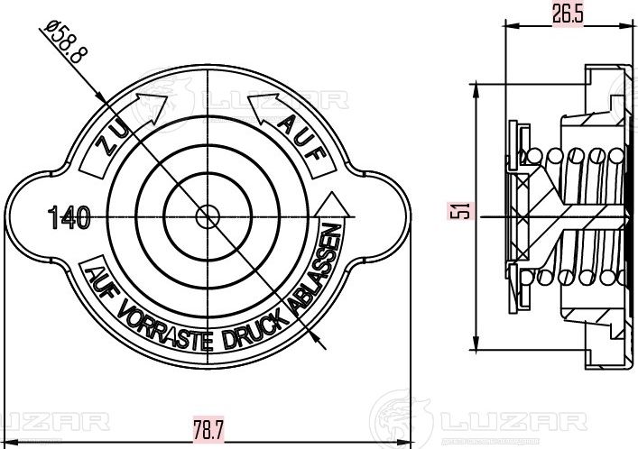 крышка (пробка) расширительного бачка LUZAR для а/м Mercedes C W202 (93-)/E W210 Luzar (Металл). Артикул LL 1507