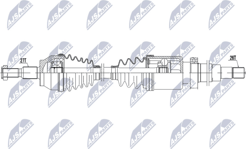 Полуось (привод в сборе, приводной вал) NTY. Артикул NPW-FR-046