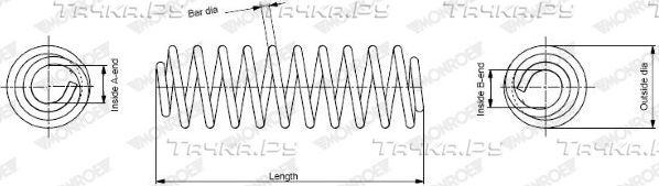 Пружина подвески Monroe передняя для Volkswagen Touran I 2006-2009. Артикул SE3290