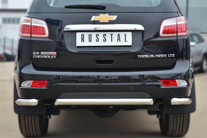 Защита RusStal заднего бампера уголки d63 (секции) для Chevrolet TrailBlazer II 2012-2016. Артикул CTRZ-001517
