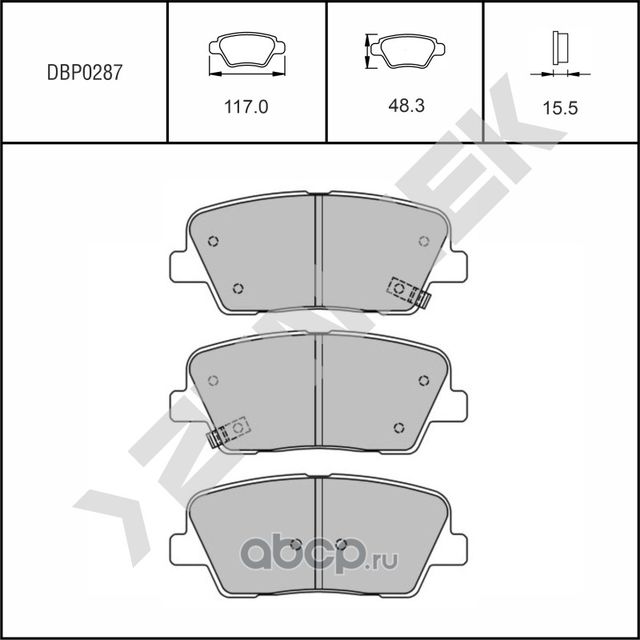 Колодки тормозные дисковые задние HYUNDAI SANTA FE 05->, KIA SORENTO 09-16 (Zennek). Артикул DBP0287