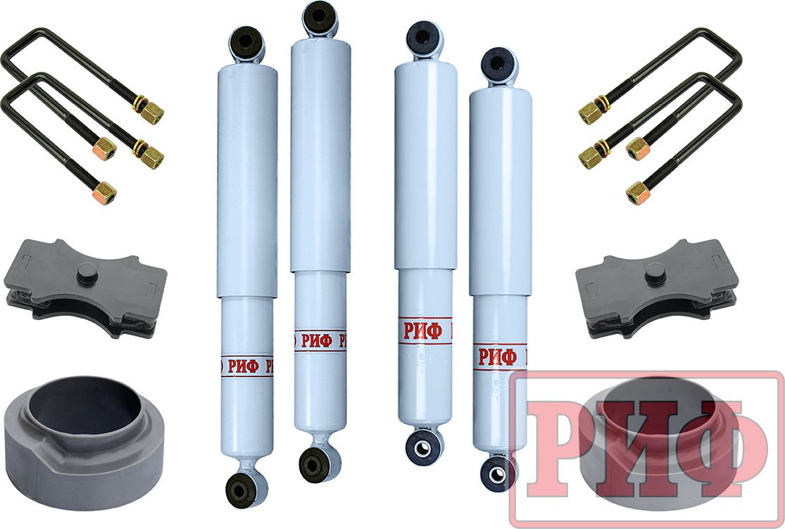 Лифт-комплект РИФ лайт 2 газовый для УАЗ Hunter 2003-2020, лифт 30 мм. Артикул RIF-Hun-30-G-lite