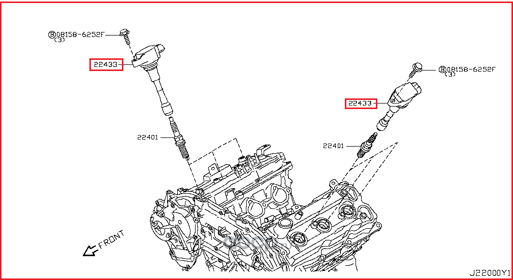 Катушка зажигания Nissan. Артикул 22448JA10C