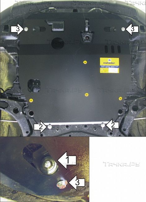 Защита Мотодор для картера, КПП Mitsubishi ASX 2010-2026. Артикул 11312