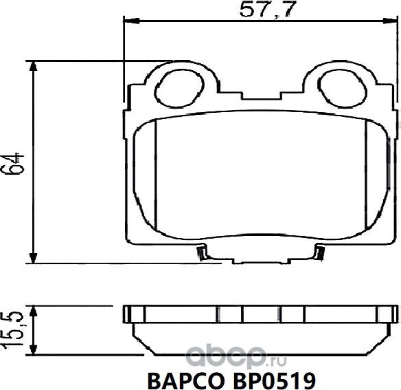 Колодки тормозные дисковые BP0519 задние, комплект, (Bapco). Артикул BP0519
