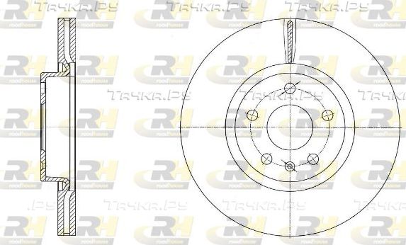 Тормозной диск RoadHouse передний для Volkswagen Golf V 2003-2009. Артикул 6972.10