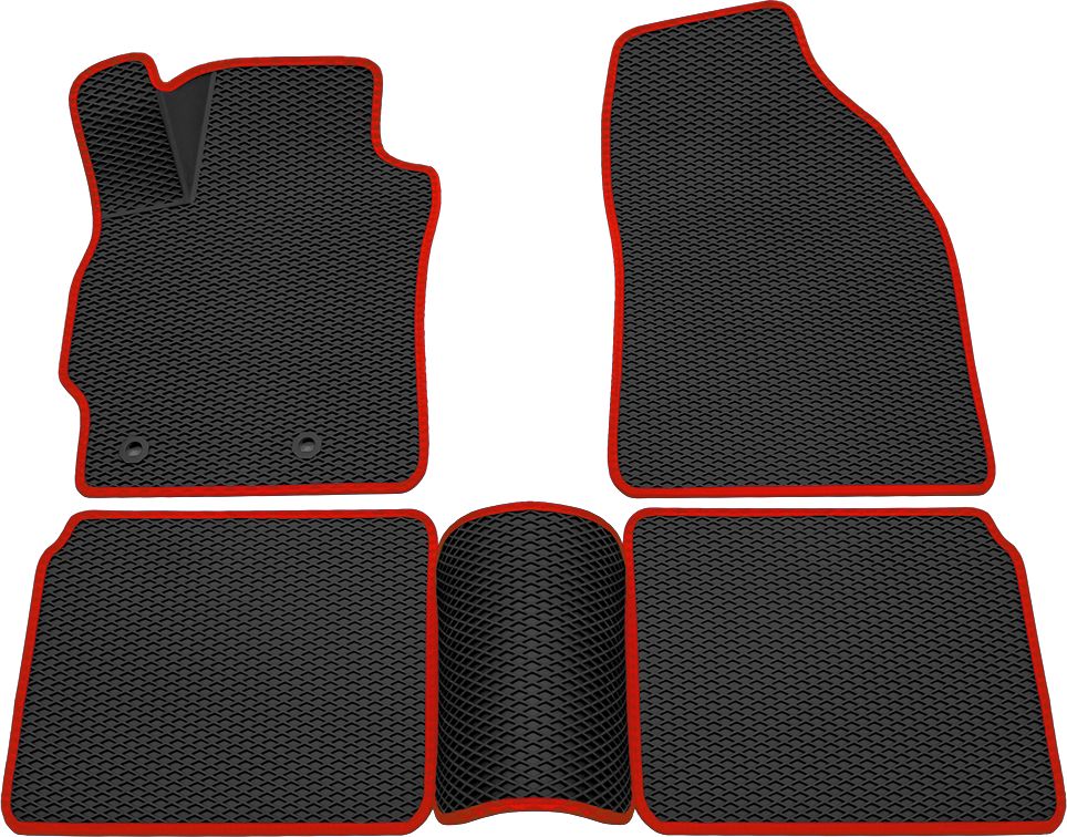 Коврики Rezkon 3D EVA Ромб резиновые для салона Toyota Corolla E180/E170 2013-2019 Красный кант. Артикул 9234015204