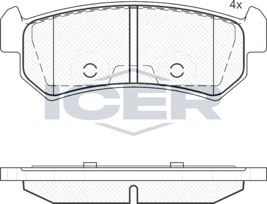 Тормозные колодки Icer задние для Daewoo Lacetti 2004-2005. Артикул 181727