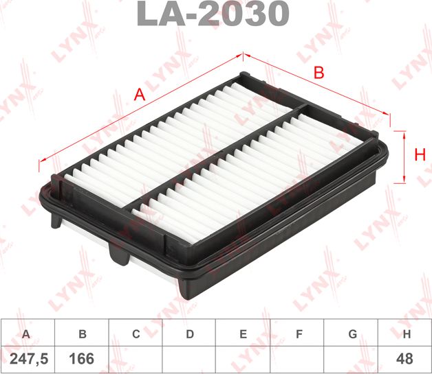 Воздушный фильтр LYNXauto для Honda Shuttle I 2000-2004. Артикул LA-2030