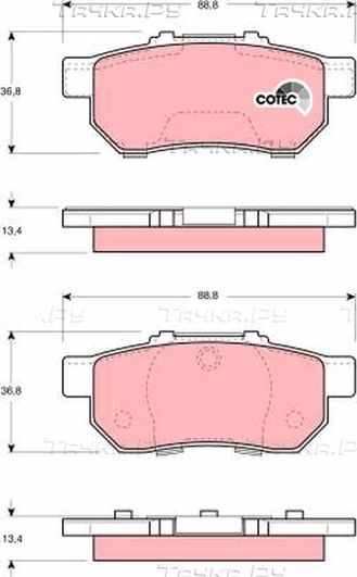 Тормозные колодки TRW задние для Honda Civic V 1991-1995. Артикул GDB3113