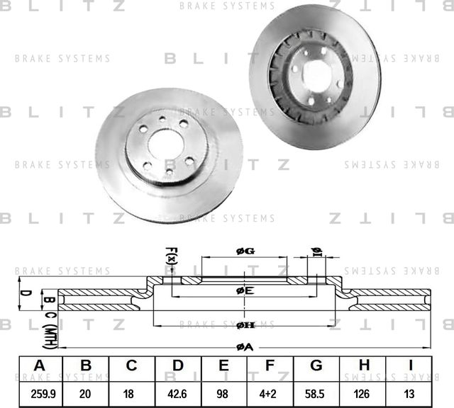Диск тормозной ВАЗ 110/111/112 перед. вент. (Blitz). Артикул BS0249