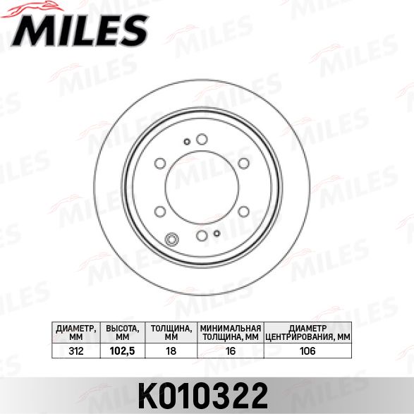 Тормозной диск Miles. Артикул K010322