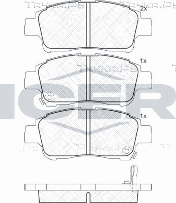 Тормозные колодки Icer передние для Toyota Vios I 2002-2008. Артикул 181304