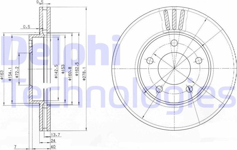 Тормозной диск Delphi. Артикул BG3792