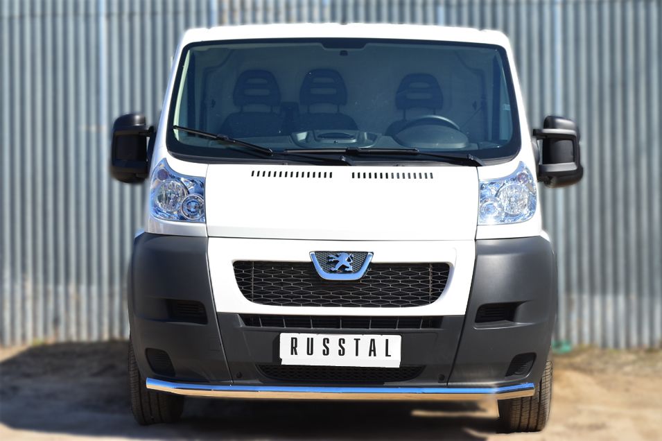 Защита RusStal переднего бампера d63 (секции) для Peugeot Boxer L1H1 2012-2026. Артикул PBZ-001653