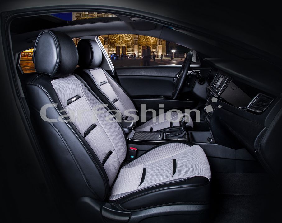 Накидки универсальные CarFashion Business на передние сидения авто, цвет Серый/Черный/Черный. Артикул 21448