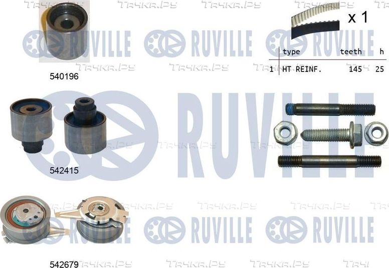 Ремень ГРМ с роликами (комплект) Ruville для Skoda Rapid I 2015-2019. Артикул 550376