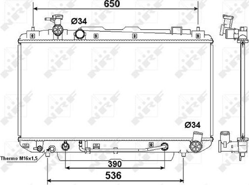 Радиатор охлаждения двигателя NRF (алюминий). Артикул 58415