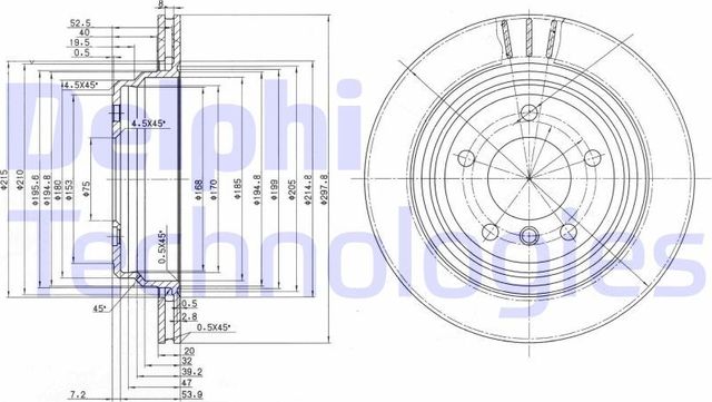Тормозной диск Delphi задний для BMW 5 IV (E39) 1995-2004. Артикул BG3042