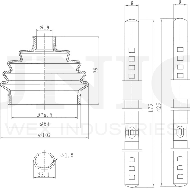 Пыльник ШРУС, комплект (Unio). Артикул DUC-30016K