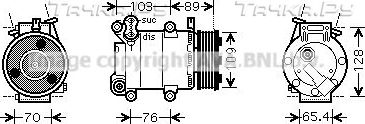 Компрессор кондиционера AVA для Ford Focus III 2012-2019. Артикул FDAK392