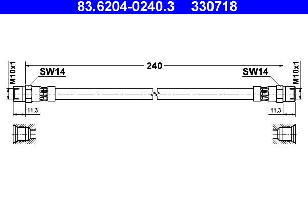 Тормозной шланг ATE. Артикул 83.6204-0240.3