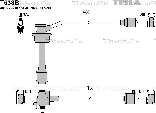 Высоковольтные провода (провода зажигания) (комплект) Tesla. Артикул T638B
