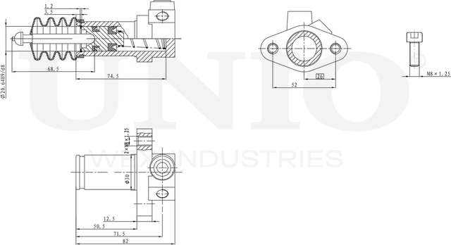 Цилиндр сцепления рабочий (Unio). Артикул BRC-10501
