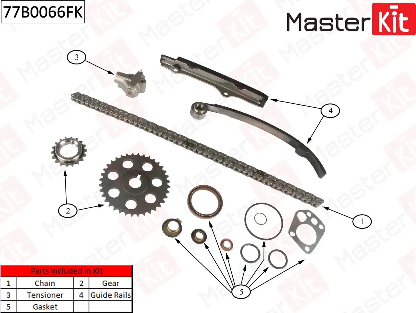 77B0066FK Комплект цепи ГРМ Ford Maverick 2.4 i 93-98\NISSAN Terrano II 2.4 I KA24E 92-02 (Master KIT) Master KIT. Артикул 77b0066fk