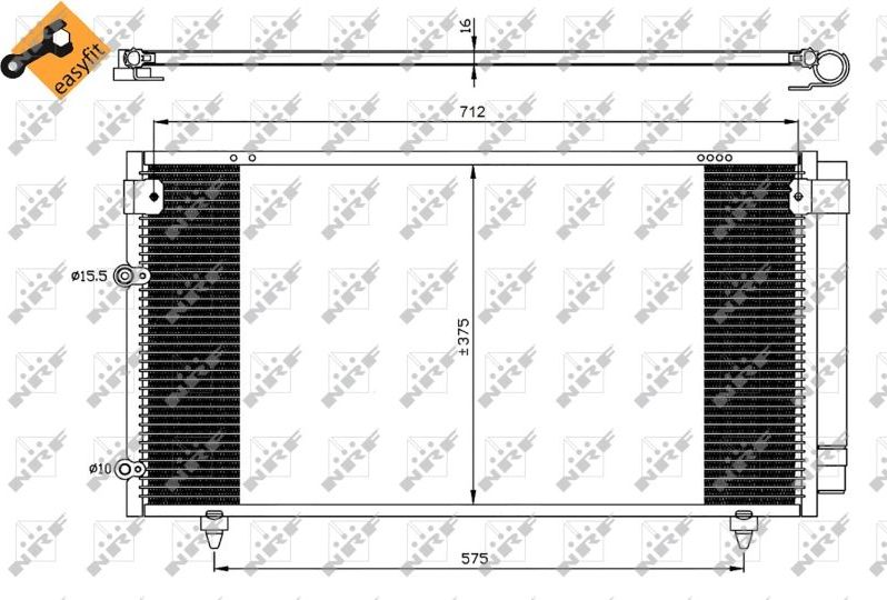 Радиатор кондиционера (конденсатор) NRF (алюминий). Артикул 35518