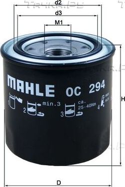 Масляный фильтр Mahle для Toyota Corolla E100 1992-1997. Артикул OC 294