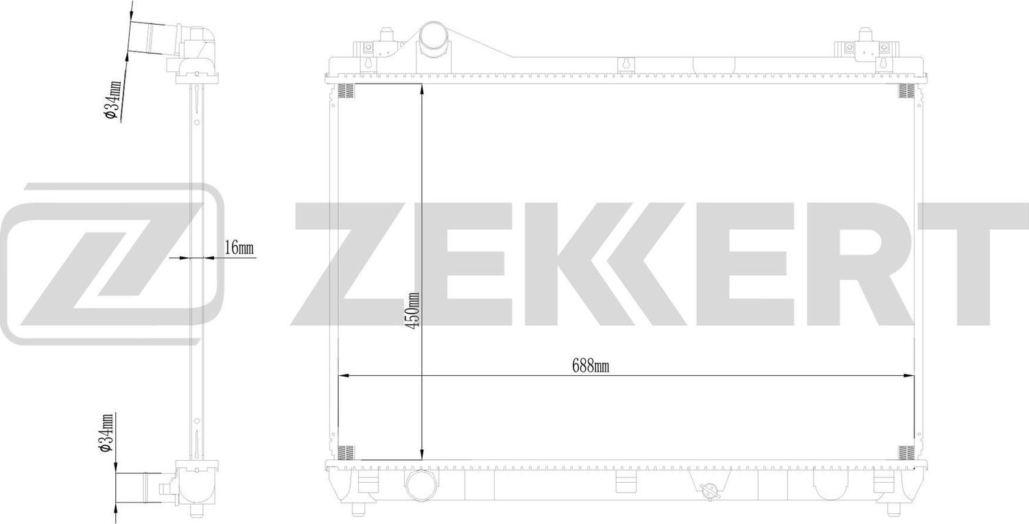 Радиатор охлаждения двигателя Zekkert (алюминий / пластик). Артикул MK-1487