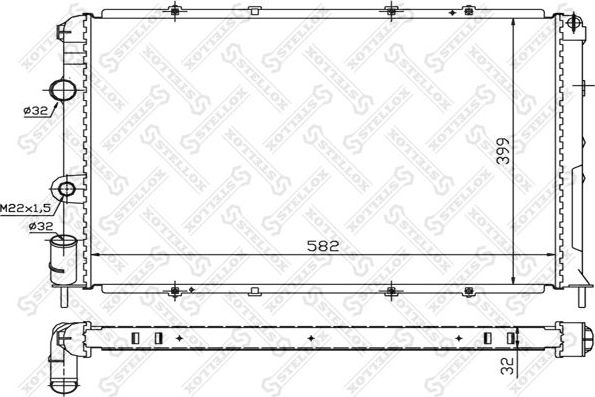 Радиатор охлаждения двигателя Stellox для Renault Scenic II 1999-2001. Артикул 10-25237-SX