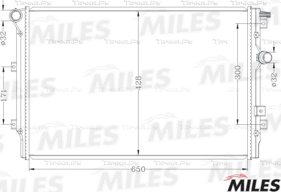 Радиатор охлаждения двигателя Miles (алюминий) для Volkswagen Sharan II 2010-2026. Артикул ACRB189