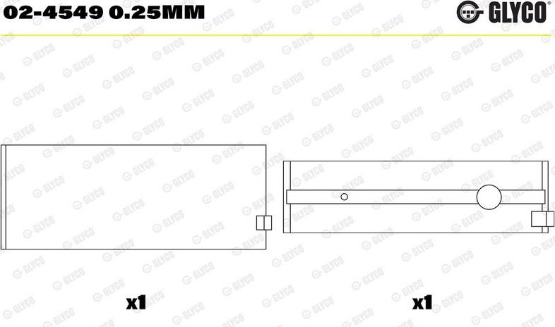 Вкладыши коренные Glyco для Ford Orion III 1990-1993. Артикул 02-4549 0.25mm