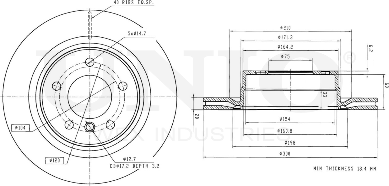 Диск тормозной (Unio). Артикул BRD-20204