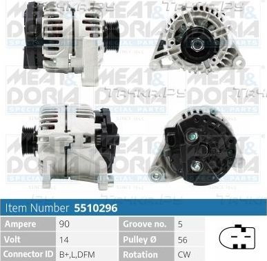Генератор Meat & Doria для Audi A6 II (C5) 1997-2005. Артикул 5510296