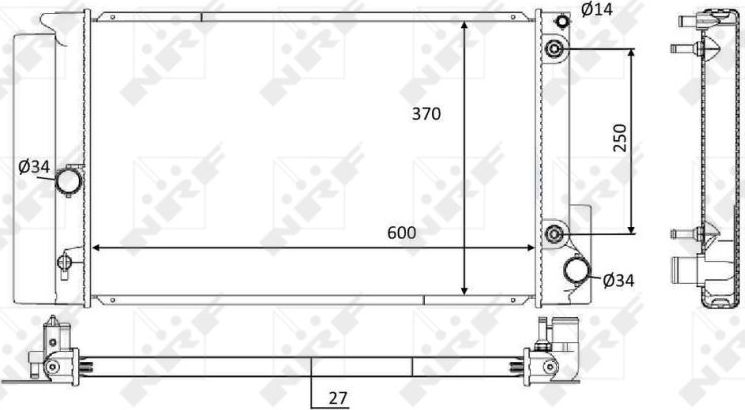 Радиатор охлаждения двигателя NRF (алюминий). Артикул 59115