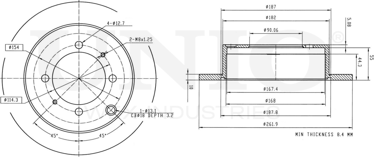 Диск тормозной (Unio). Артикул BRD-20059