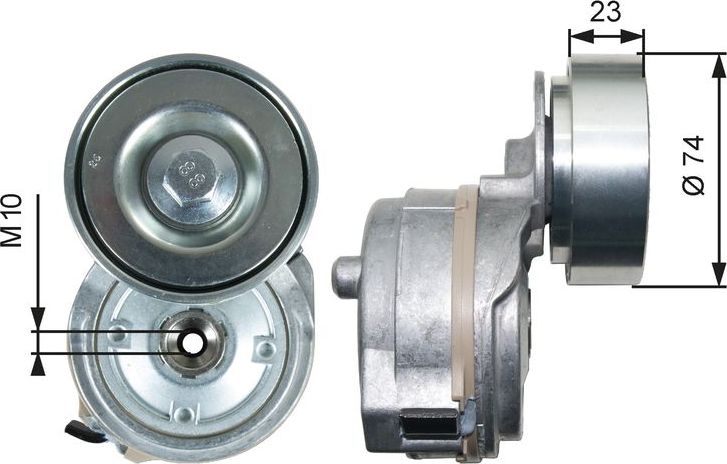 Натяжной ролик (натяжитель) приводного клинового зубчатого ремня Gates (Металл). Артикул T38719