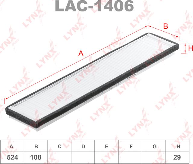 Салонный фильтр LYNXauto. Артикул LAC-1406