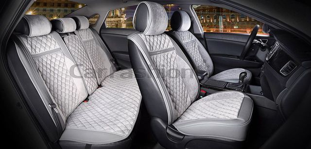 Накидки универсальные CarFashion Barcelona Plus для авто, цвет Темно-серый/Серый/Темно-серый/Серый. Артикул 22383