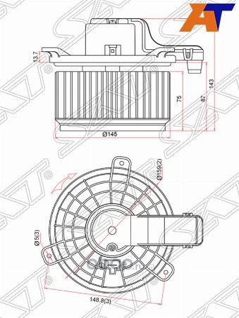 МОТОР ОТОПИТЕЛЯ САЛОНА MITSUBISHI OUTLNDER 12-ECL (SAT). Артикул ST940006