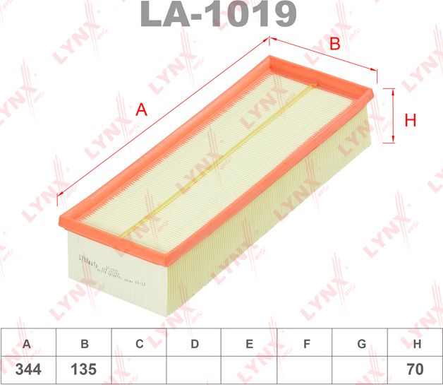 Воздушный фильтр LYNXauto для SEAT Leon II 2005-2012. Артикул LA-1019