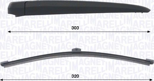 Поводок (рычаг) и щетка стеклоочистителя (дворника) Magneti Marelli. Артикул 000723180460