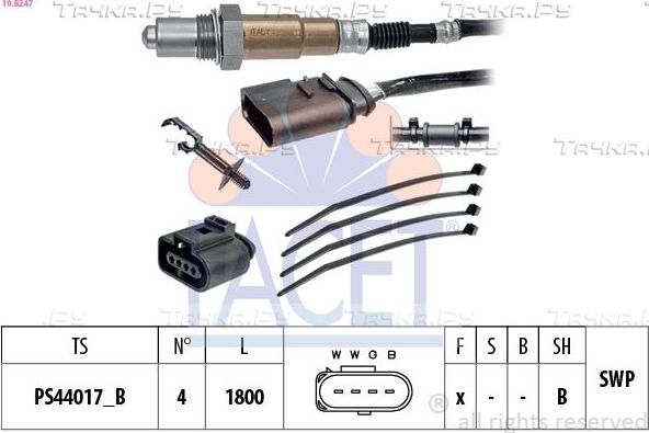 Лямбда-зонд (кислородный датчик) Facet Made in Italy - OE Equivalent для Volkswagen Caddy II 1995-2004. Артикул 10.8247
