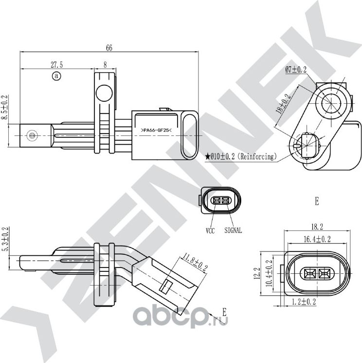 Датчик ABS передний/задний левый AUDI Q7 05-15, VW TOUAREG 02-10 (Zennek). Артикул DAS0087