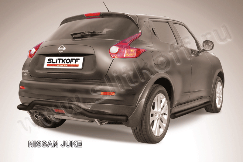 Защита Slitkoff заднего бампера d57 волна ЧЕРНАЯ матовая для Nissan Juke 4WD 2010-2019. Артикул NJ4WD-009B